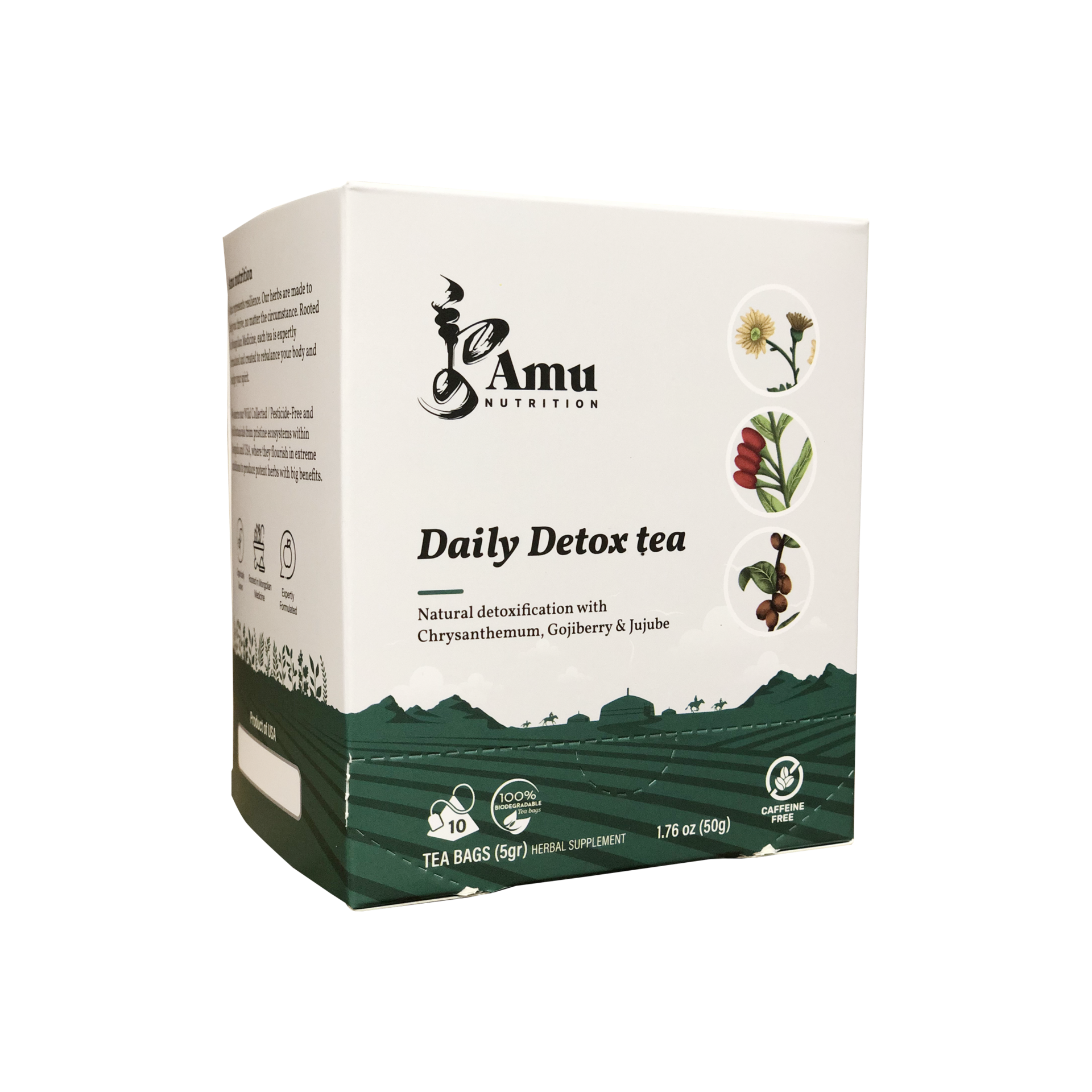 阿木食疗 - 每日排毒茶 - 非塑料 10 茶包 1.76 盎司