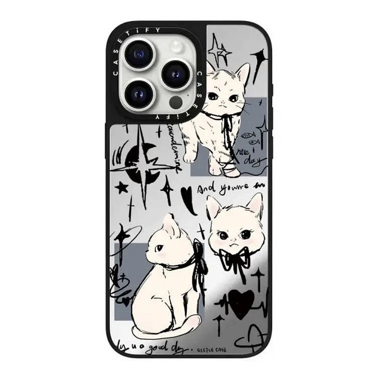 可爱猫咪狗狗镜面磁吸全包手机壳防摔苹果手机保护壳