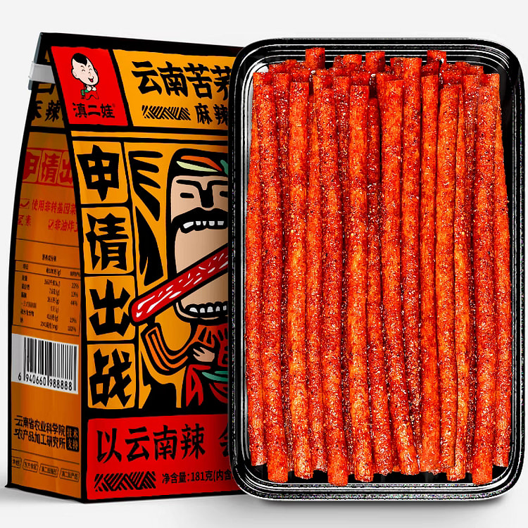 滇二娃 农科院苦荞辣条 麻辣味+糊辣味 181g*2【内含24袋】