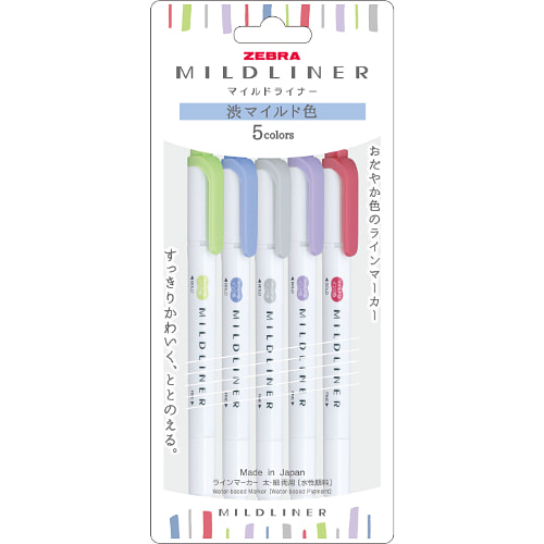 ZEBRA Light Color Double-Ended Highlighter 5Colors