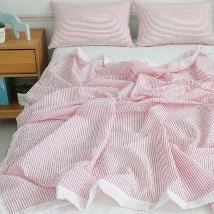 Basum Stripe Summer Lightweight Blanket - Pink