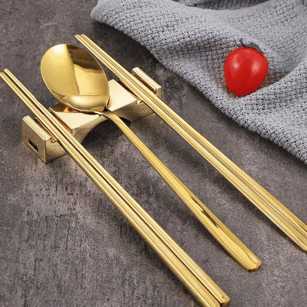 Metal Spoon Premium Reusable Stainless 304 Steel Spoon Gold 1 count