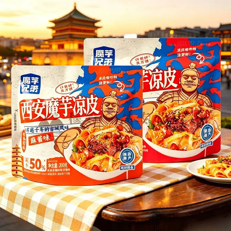 魔芋兄弟麻酱味魔芋凉皮200g*2袋代餐解馋小吃 400 克