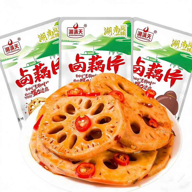 香辣卤藕片零食麻辣卤味莲藕片丁湖南特产下饭菜蔬菜干 12 克*10 包