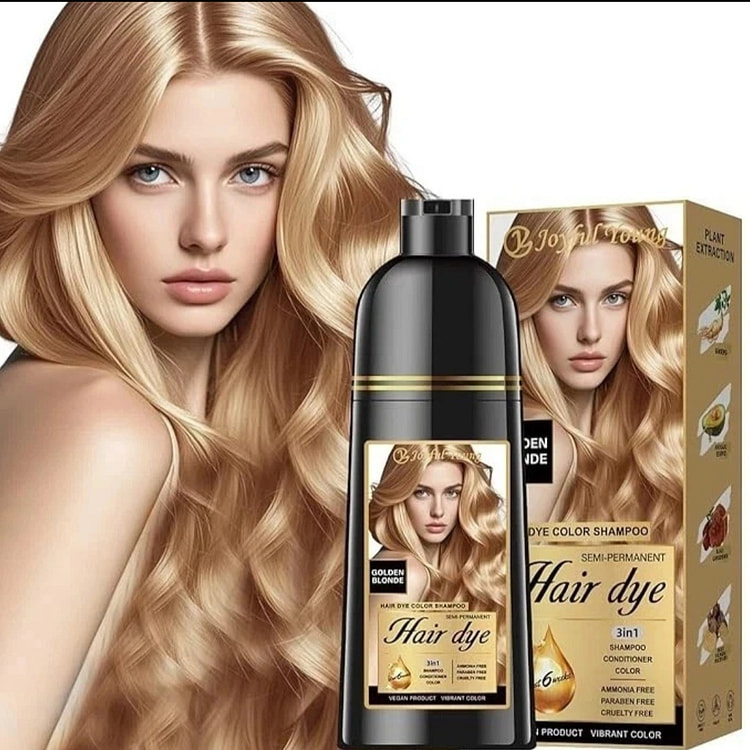 Golden Blonde 3 in 1 Hair Dye Shampoo Gray Coverag 1 box