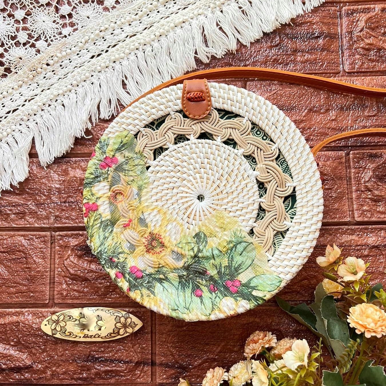 Chic Florals Rattan Bag – STYLE 25 1 each