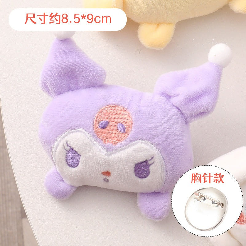 Sanrio Plush Brooch Cartoon Sweet Brooch- Kuromi 1Pc 1 each