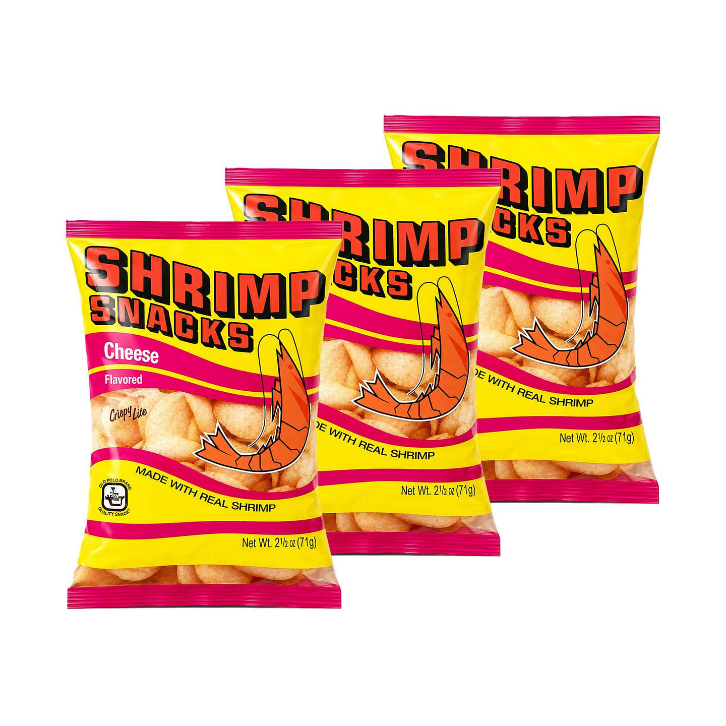 MARCO POLO Cheese Shrimp Chips 3 Bags 2.5 oz