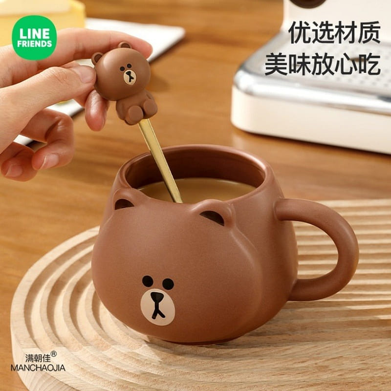 陶瓷杯子马克杯浮雕水杯 布朗熊475ML 1个装 1 份