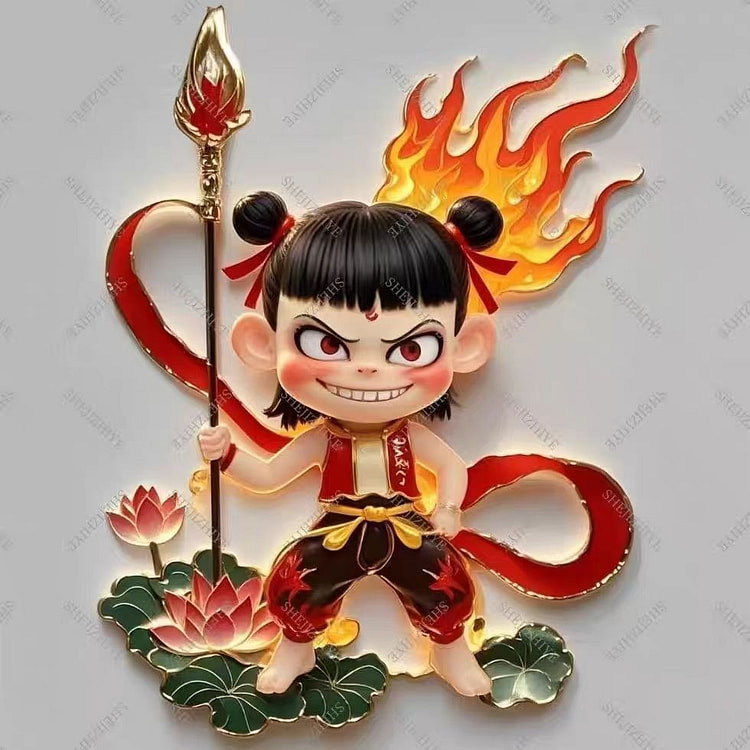 哪吒魔童闹海新款哪吒高颜值帅气亚克力冰箱贴1个
