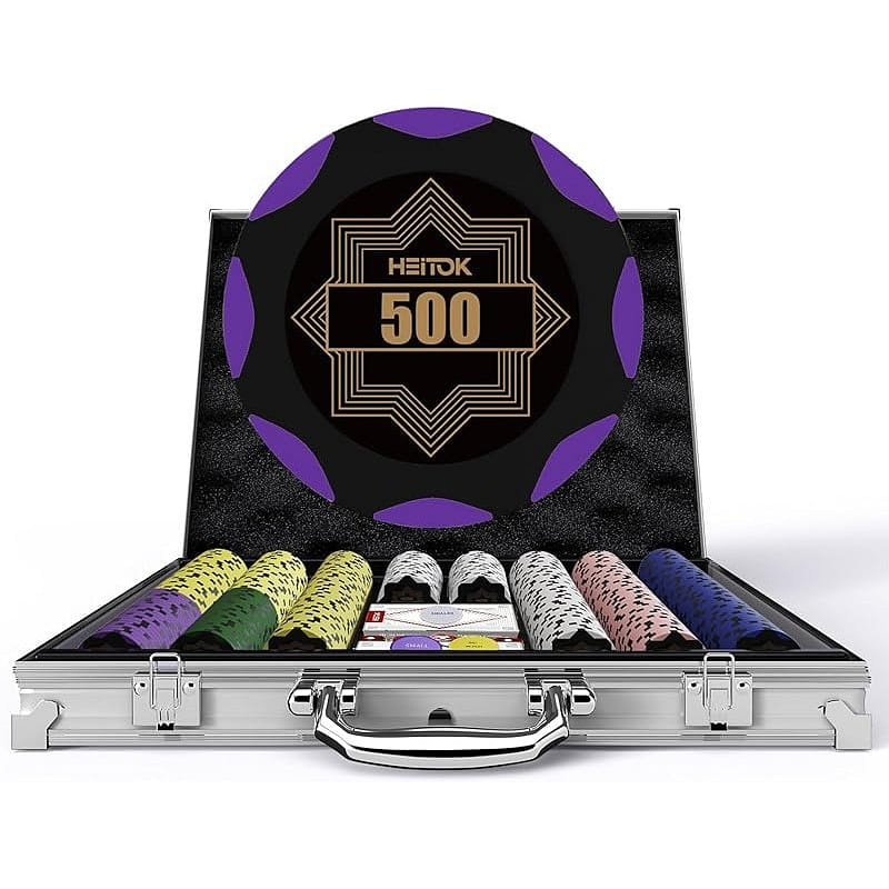 500pcs 14g Clay Poker Chips with Aluminum Box 1 count