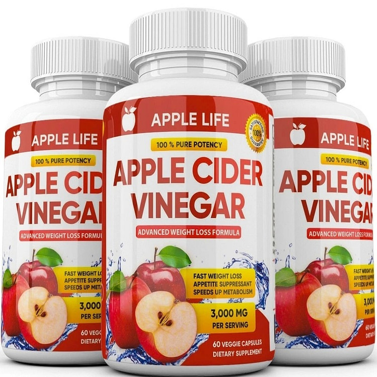 3 X Pure APPLE CIDER VINEGAR ACV Weight loss 60 count