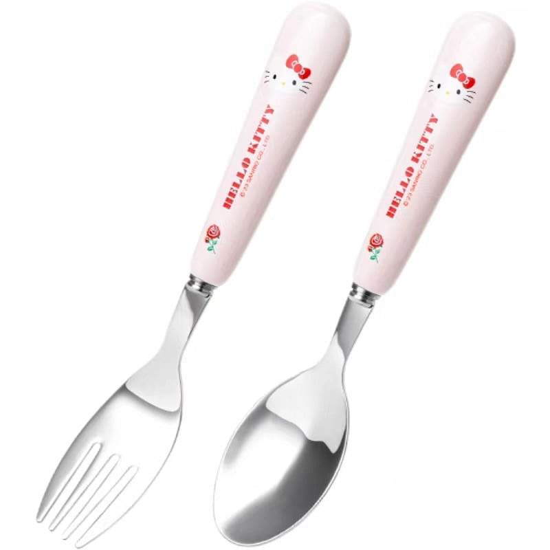 Sanrio Children's Spoon Set Stainless Steel Ceramic Spoon- Hello Kitty 1 Set 1 each