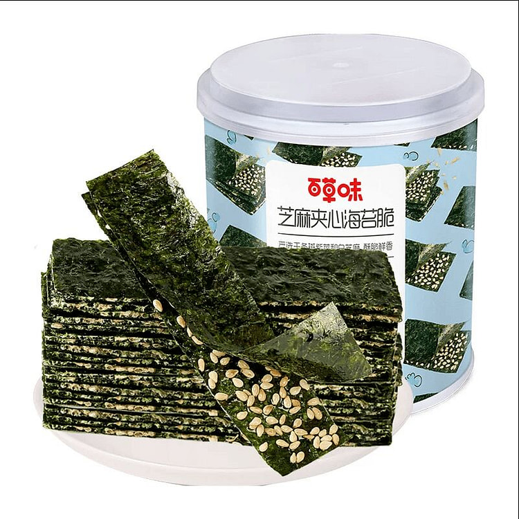 百草味芝麻夹心海苔脆罐装40g*1 40 克