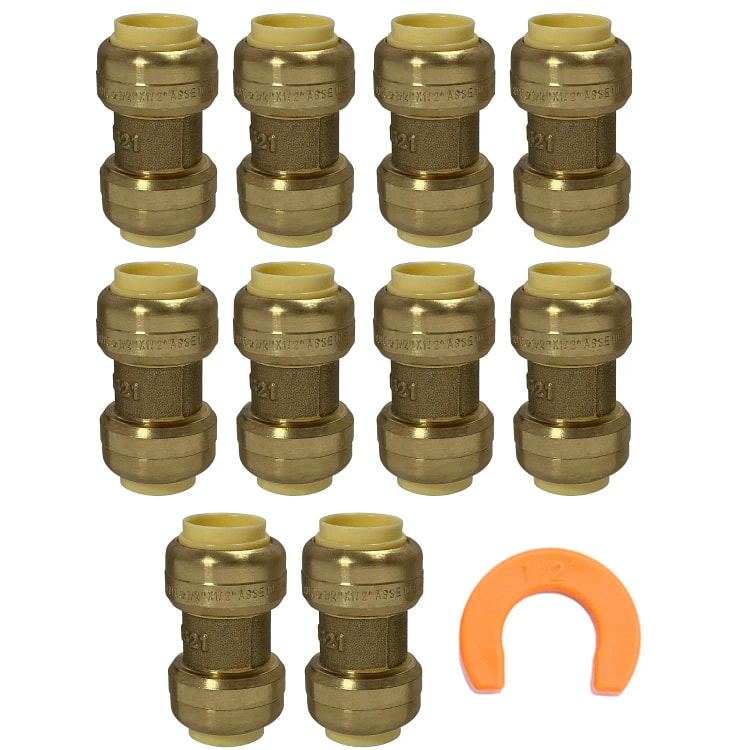 10 Pack 1/2" Push Fit Coupling W. Disconnect Cli 1 pack