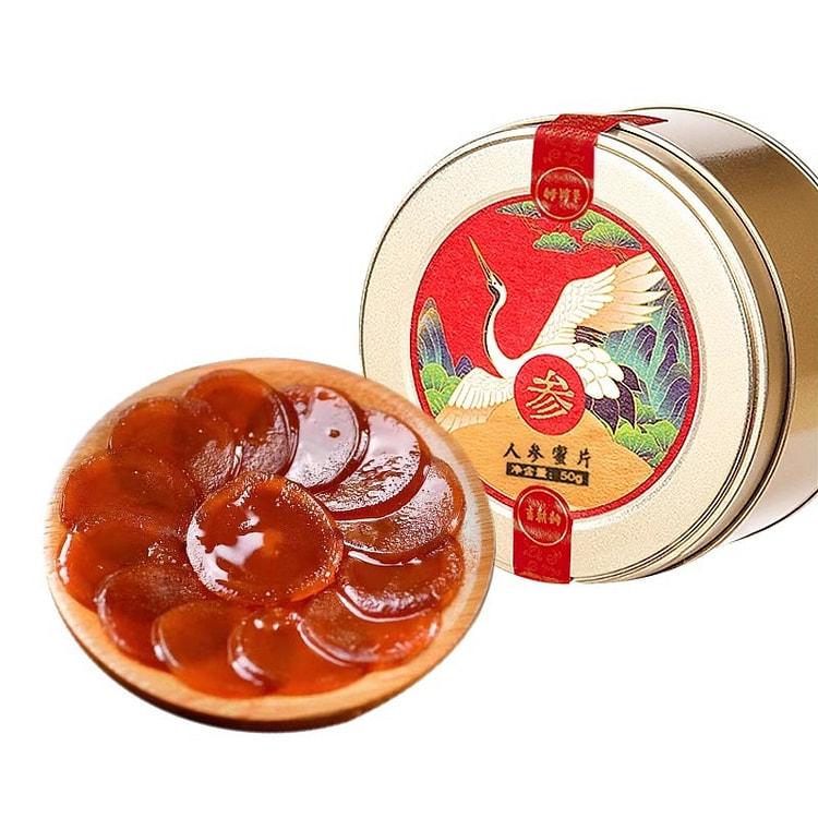 长白山西洋参蜜片 人参蜜片即食人参切片盒装50g/罐