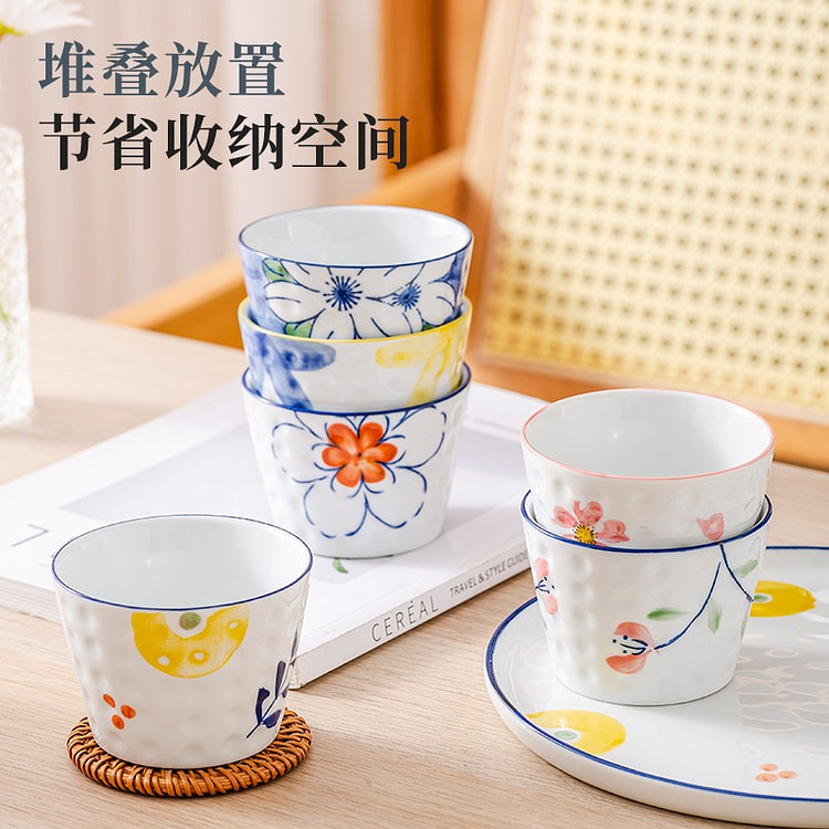 日式小茶杯 釉下彩陶瓷 安全健康 随机发货 1 个