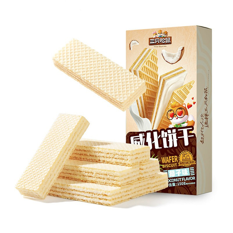 Three Squirrels Coconut Wafer Biscuits 150 g