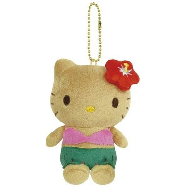 Sanrio Black Hello Kitty Hibiscus Plush Keychain 1 each
