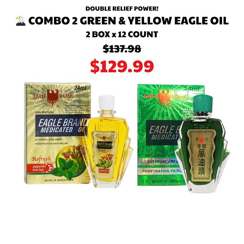 GREEN YELLOW EAGLE BRAND MEDICATED OIL 24 COUNTS 1 bunch