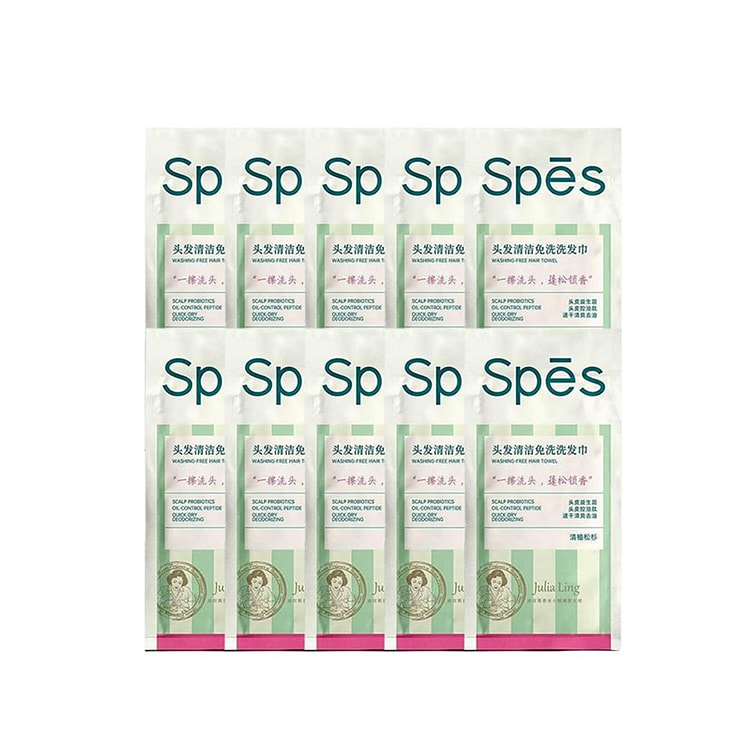 spes No-Rinse Shampoo Towel, Water-Free, ten packs 10 pack