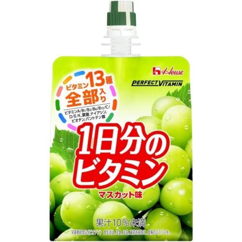 【日本直邮】豪斯健康食品 完美维生素 一日份维生素果冻 葡萄味 果冻饮料 营养功能食品180g 1 份