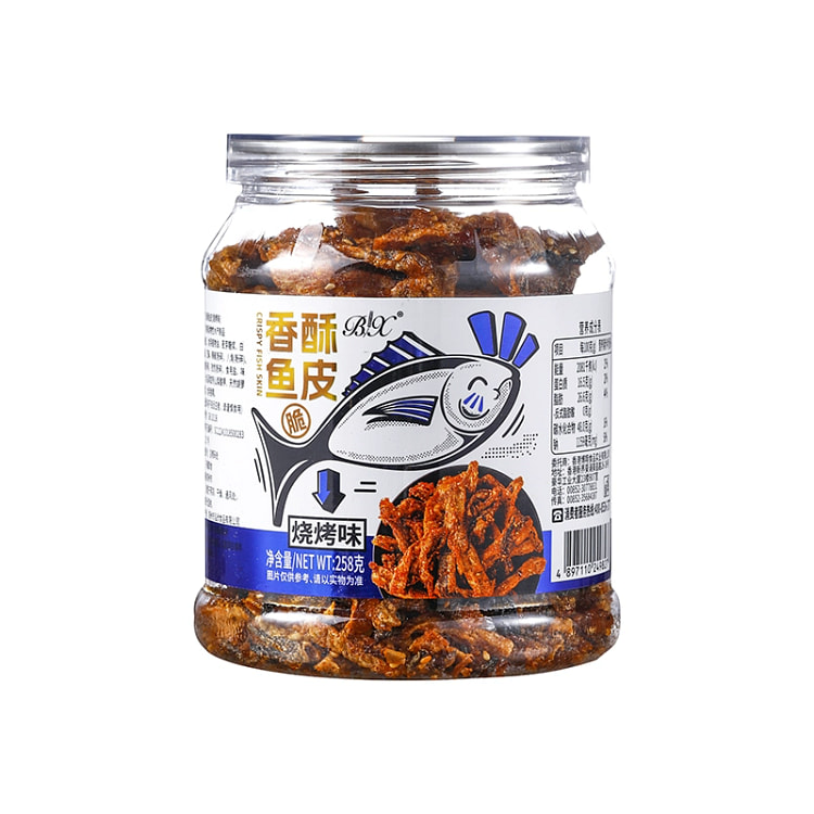 博翔香酥鱼皮罐装鱼皮酥素肉下酒菜烧烤味 258g*1罐