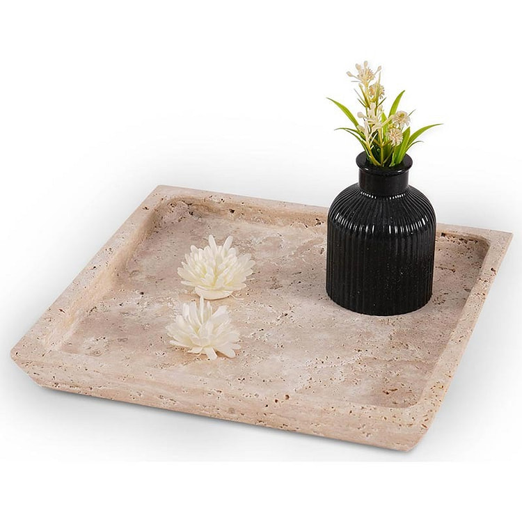 Radicaln Travertine Square Tray, 10" Luxury Decor