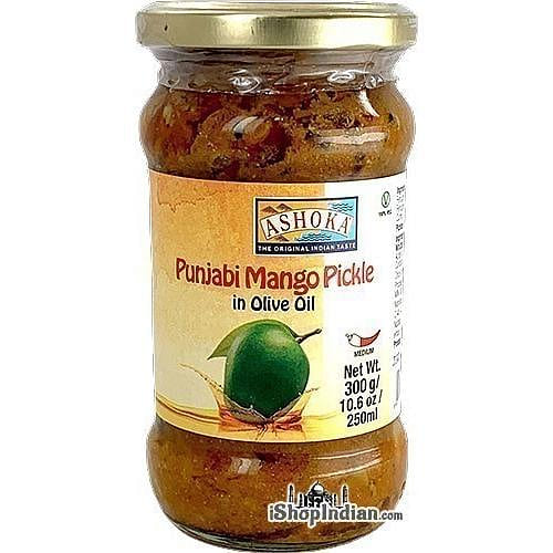 Ashoka Punjabi Mango Pickle in Olive Oil, 10.6 oz bottle 10.6 ออนซ์