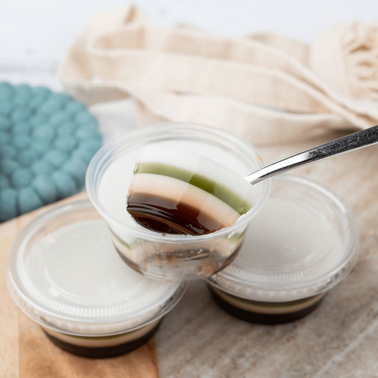 Pandan, Coffee Jello w. Coconut 3pcs 1 each