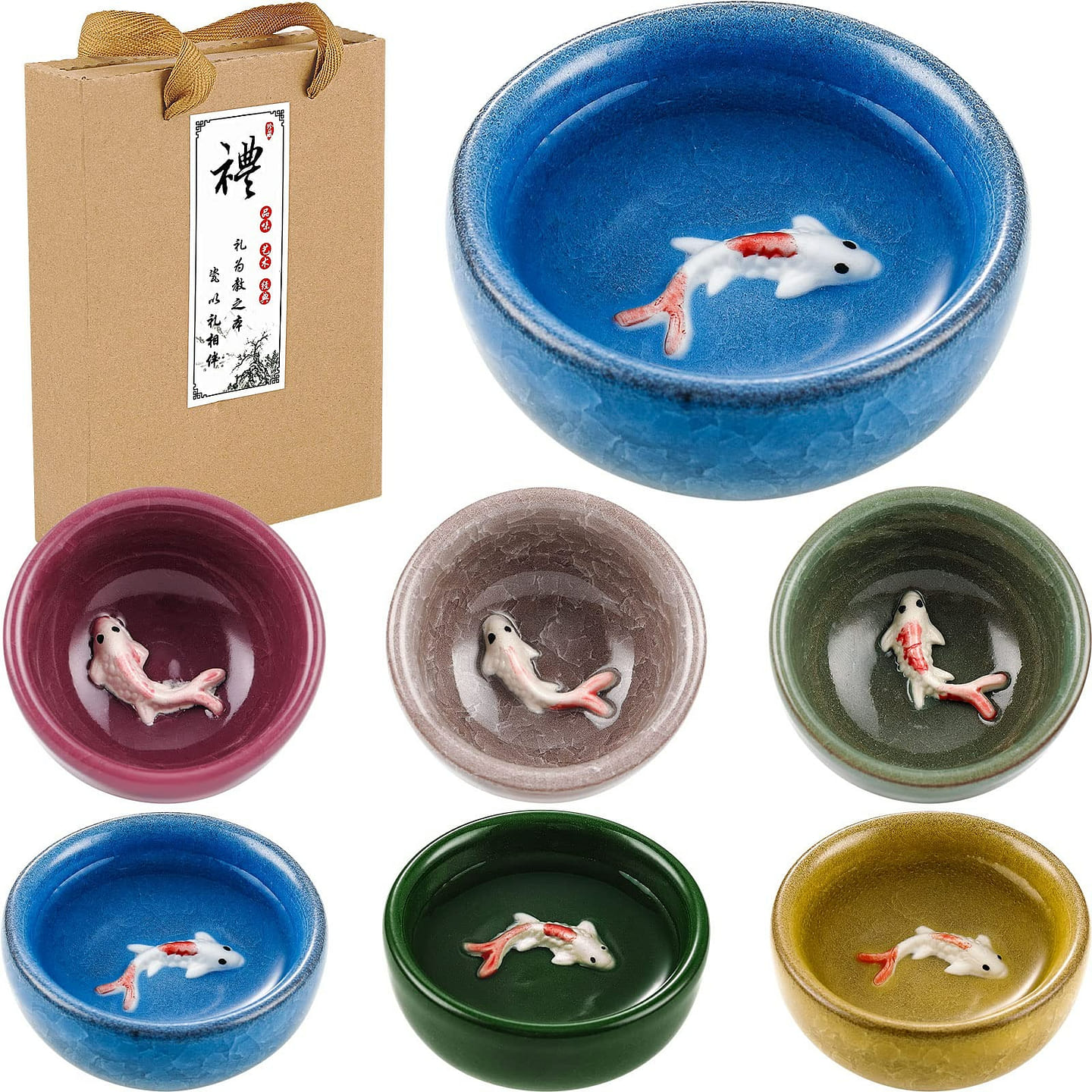 6 Pcs Korean Soju Shot Glasses Sets Porcelain Cups 1 each