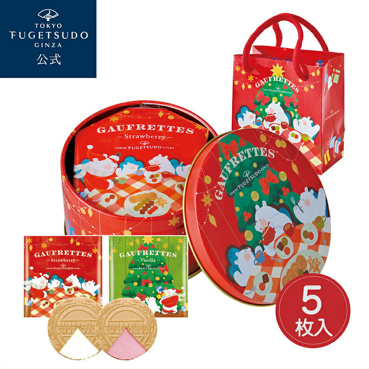 东京风月堂 圣诞 饼干 罐装 2种口味 5枚 1 份