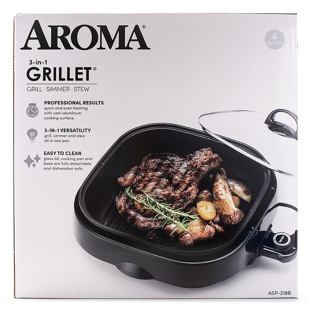Grelha Elétrica Interna Portátil Aroma 3 em 1, Preto 1 unidade(s)