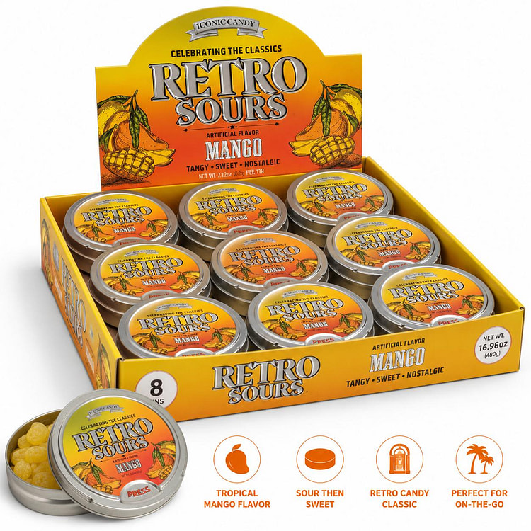 Retro Sours Mango Candy 60g 8ct 1 each