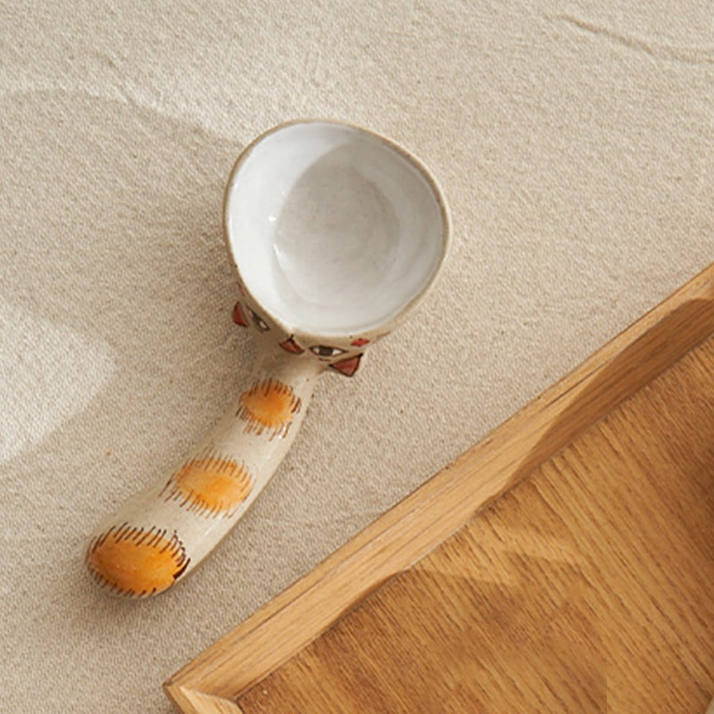 Lovely Ceramic Catoon Coffee Spoon Cat 1 each