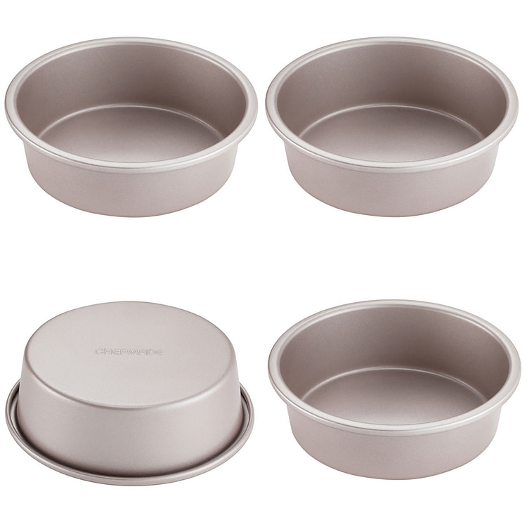 CHEFMADE Mini Round Cake Pan Set, 6-Inch 4Pcs Non-Stick Round Cake and Loaf