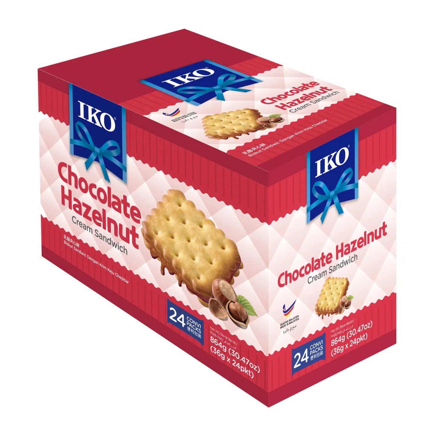 The IKO Chocolate Hazelnut Cream Sandwich 864g 1 box