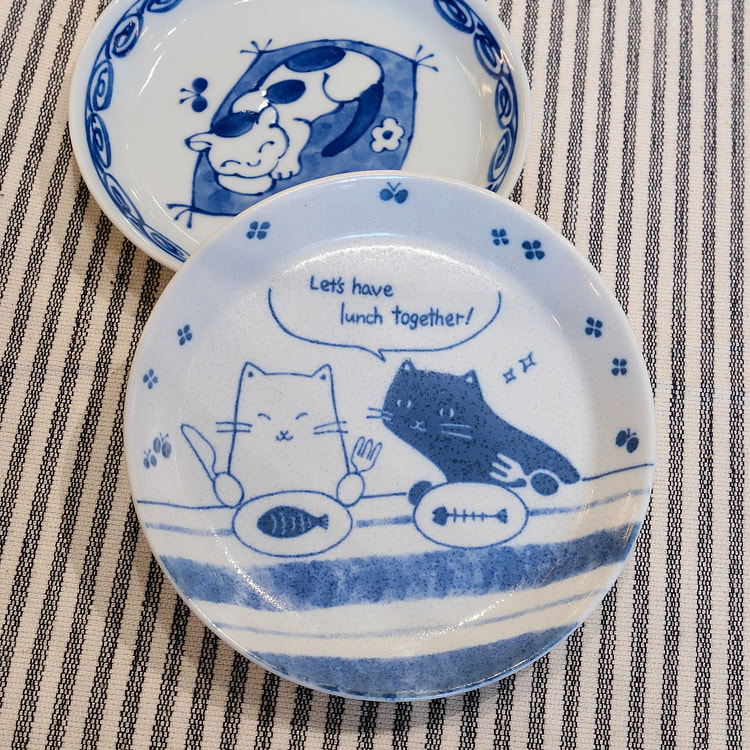 日本 美浓烧 14.2cm 猫咪小盘 - #1 1 个