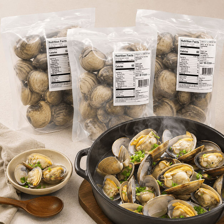 국내산 자숙 냉동 백상합 1kg(3팩) 2.2 파운드*3 팩