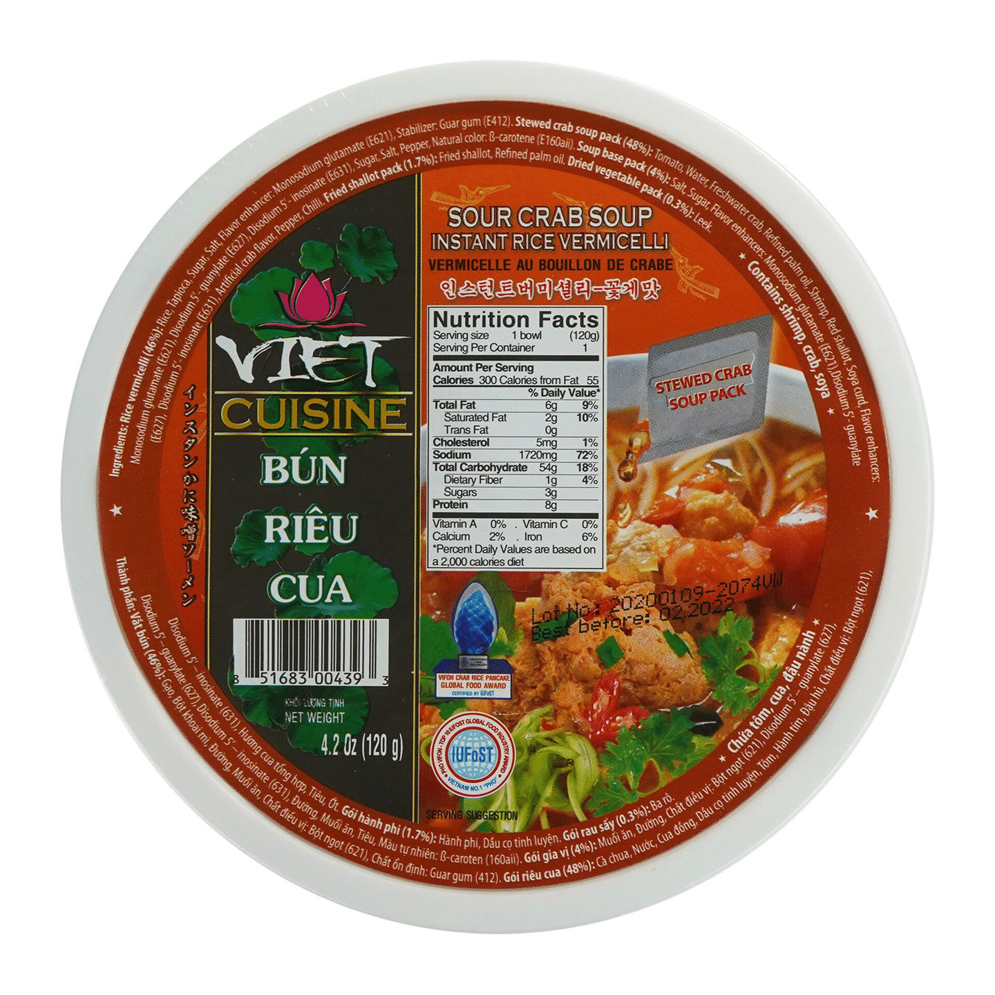 Viet Cuisine Sour Crab Instant Bean Thread Noodles 1 count 1 each