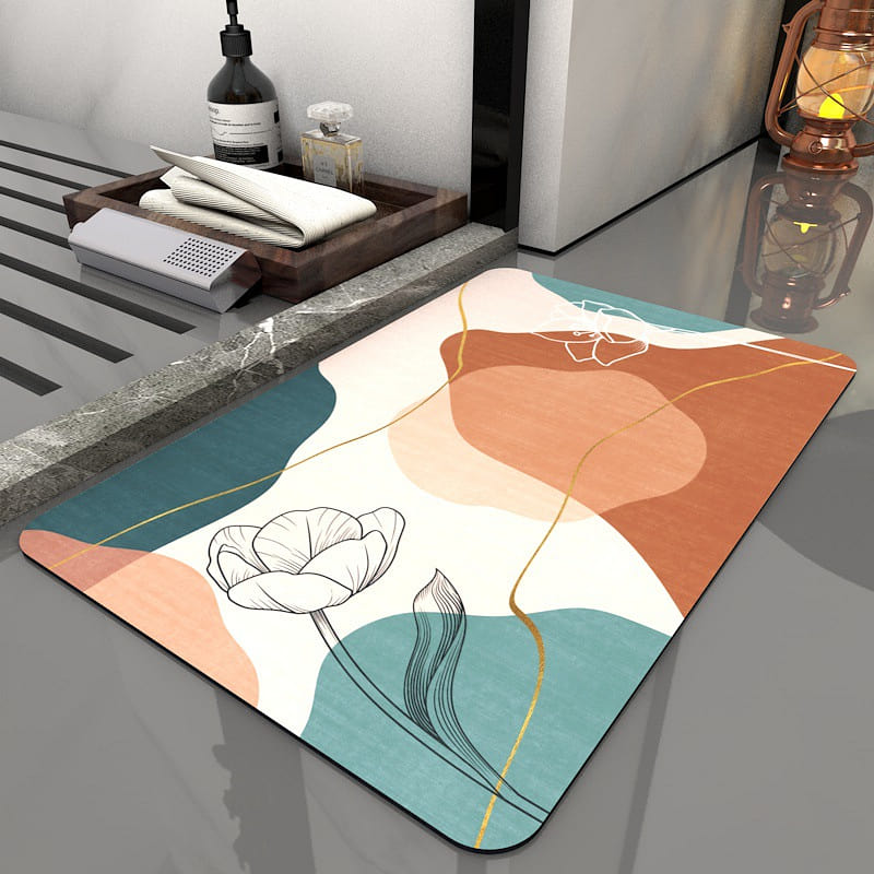 Super Absorbent Diatom Mud Bath Mat Non-Slip Quick Drying,Flower 60*40 1 each