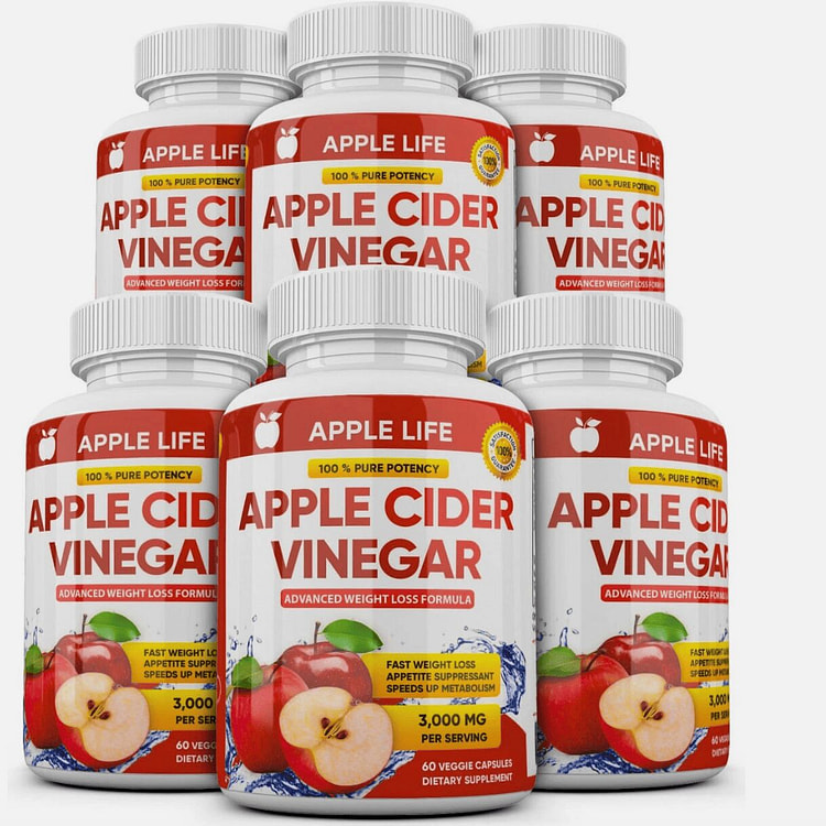 6 X Pure APPLE CIDER VINEGAR ACV 3000mg PURE WEIGH 6 bottle