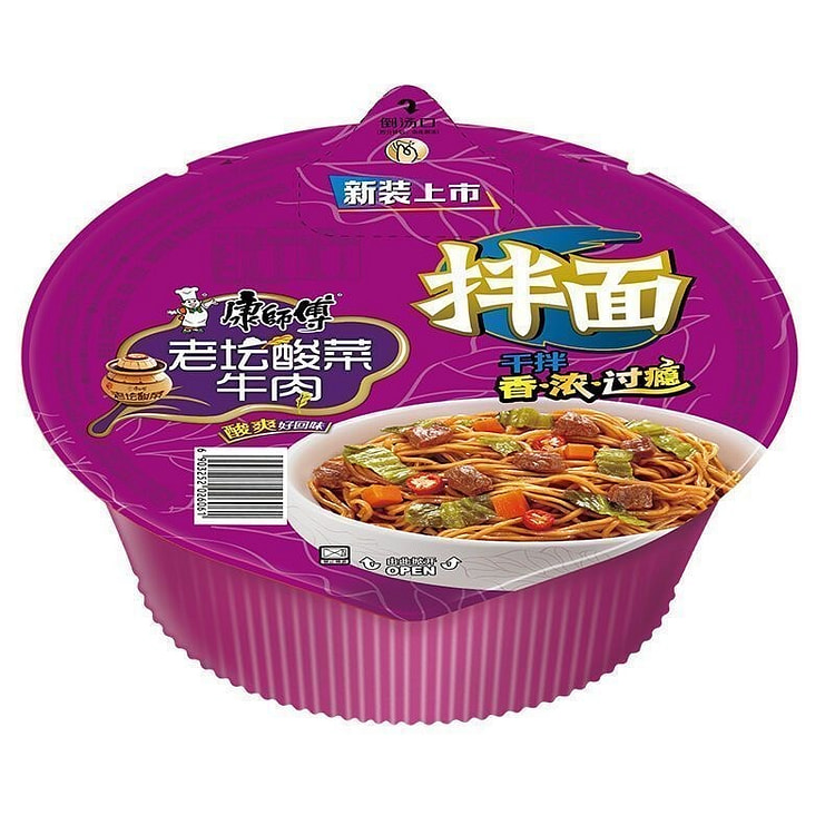 康师傅干拌面碗装老坛酸菜面 1盒 119 克