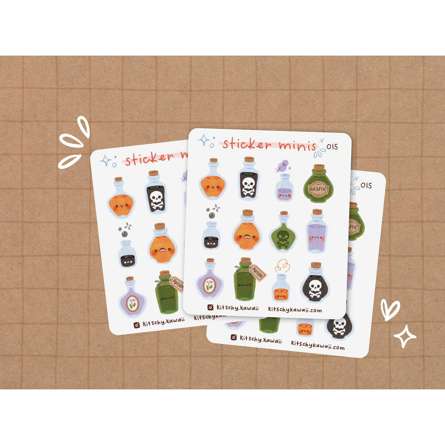 Poison Bottle Mini Sticker Sheet 1 each