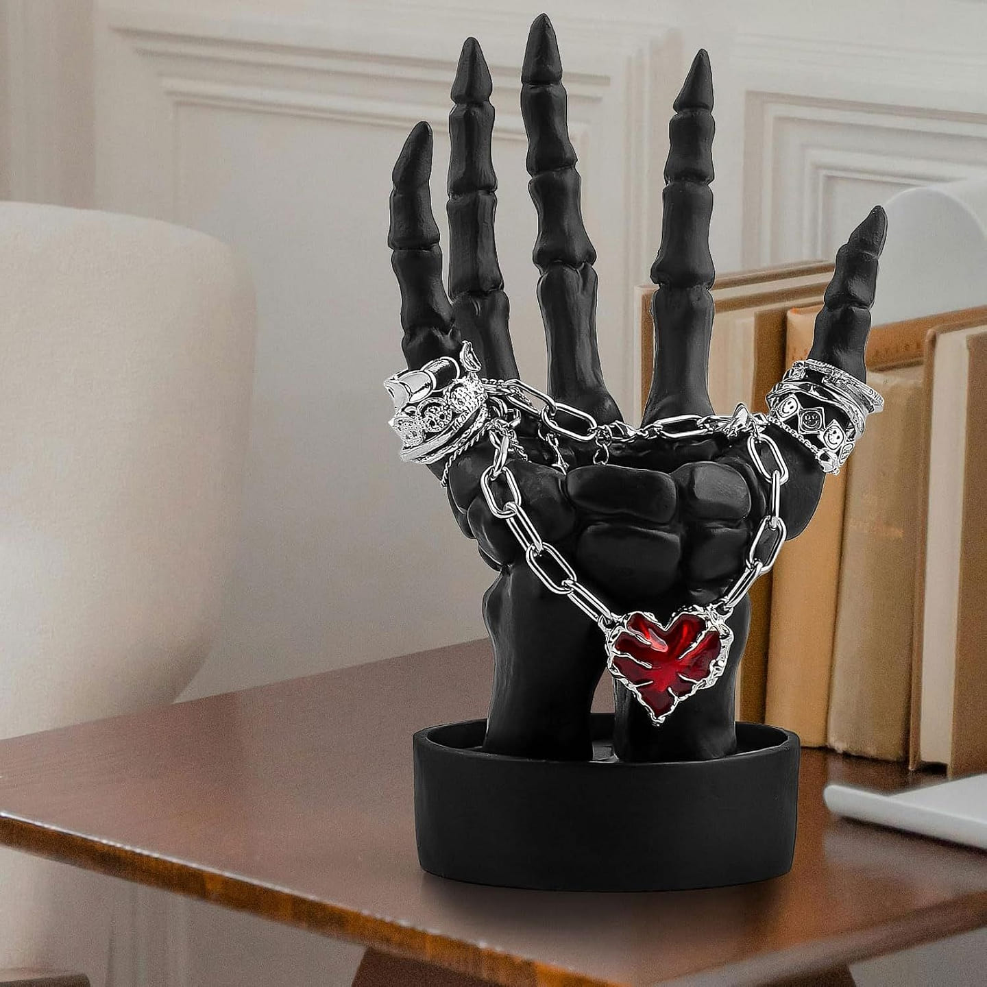 Black Skeleton Hand Candle Holder Decor 1 count