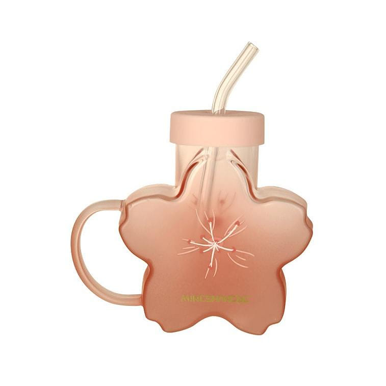 Glass three-dimensional flower cup gift glass straw cup coffee cup 1 each