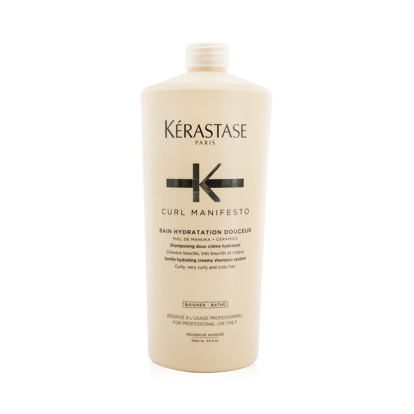 Kerastase Curl Manifesto Bain Hydratation Douceur Shampoo Gentle Creamy Shampoo – For Curly, Very Curly & Coily Hair (Salon Size) 1000ml/34oz 1000 ml