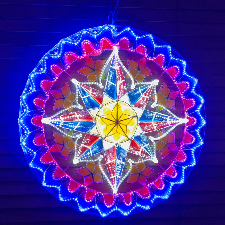 Philippine Flag-Inspired Capiz Parol 30" 1 each