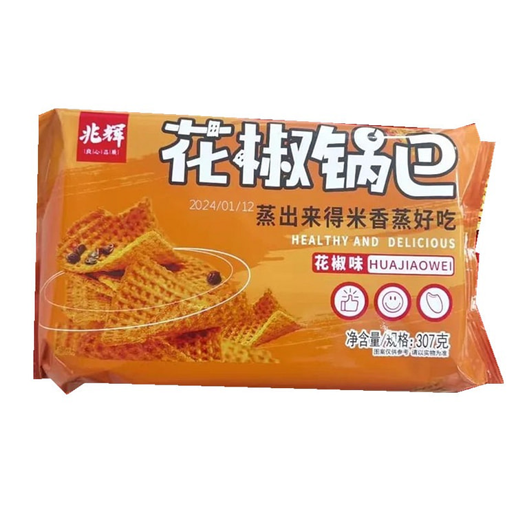 兆辉锅巴花椒口味网红盒装超大片锅巴 307 克