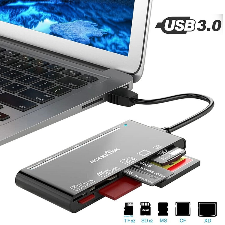 USB 3.0 Memory Card Reader, 7 in 1 Adapter Hub 1 case